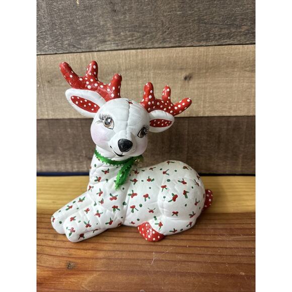 Vintage Kimple Ceramic Hand Painted Reindeer Figure 8" x 7.5" - Picture 1 of 5